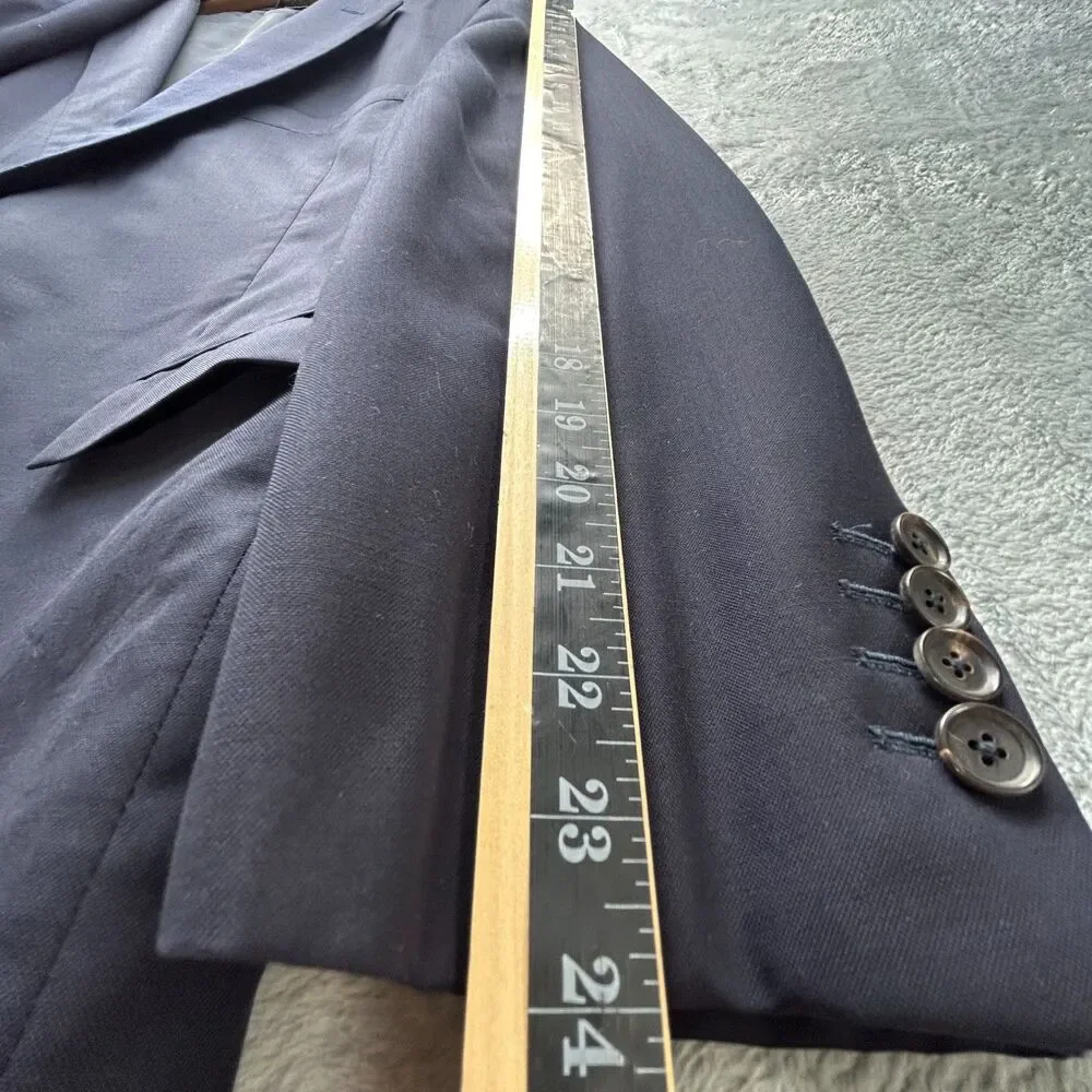 Brooks Brothers Wool Suit Jacket Mens 44R Navy 2 Button Italian‎ Fabric Office